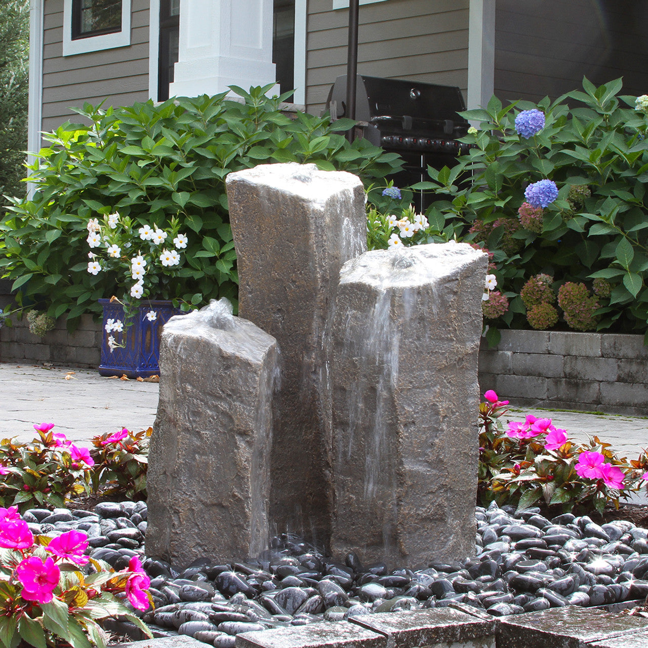 Triple Handcrafted "Basalt" Fountain Kit