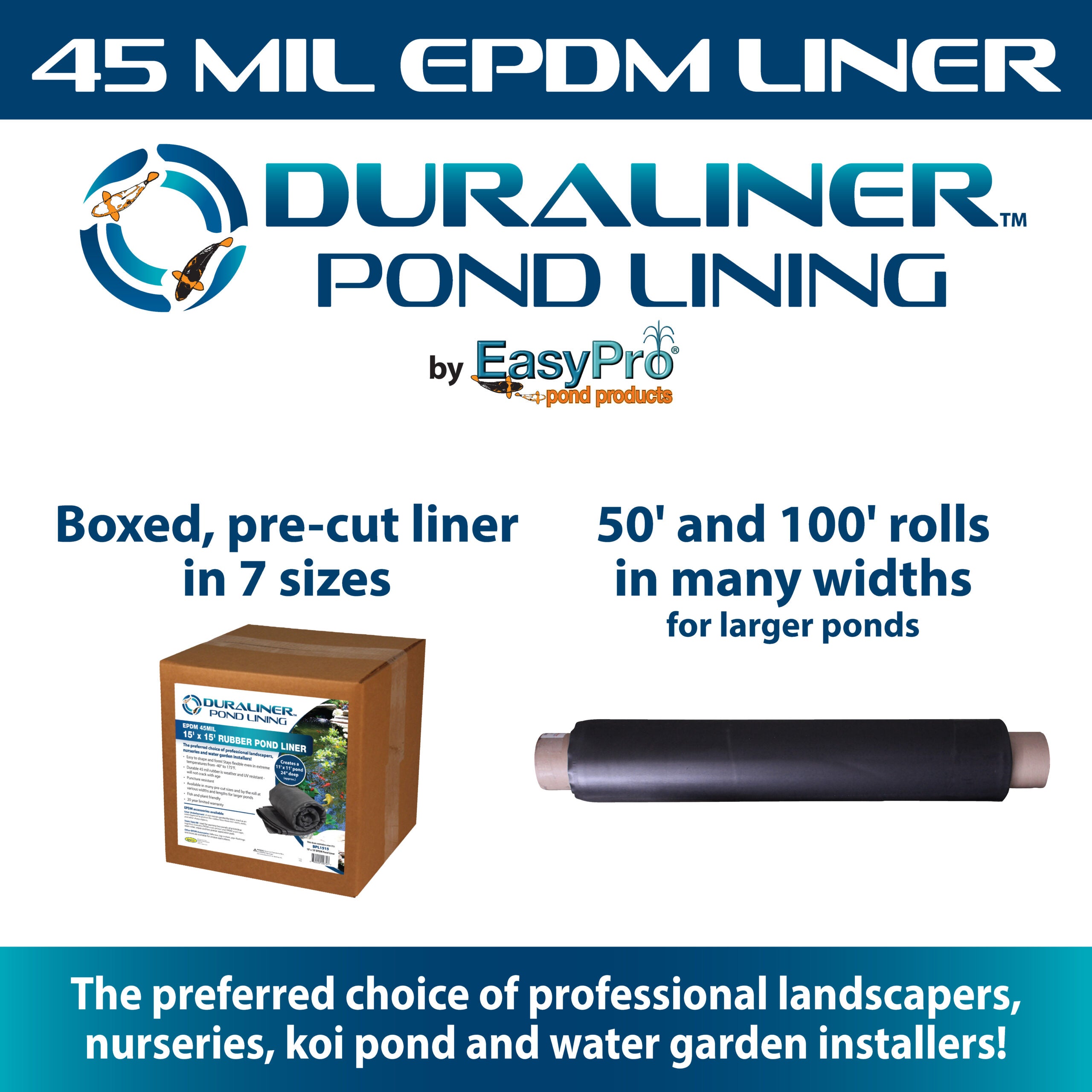 DuraLiner™ Roll – 45mil EPDM Rubber Pond Liner by EasyPro