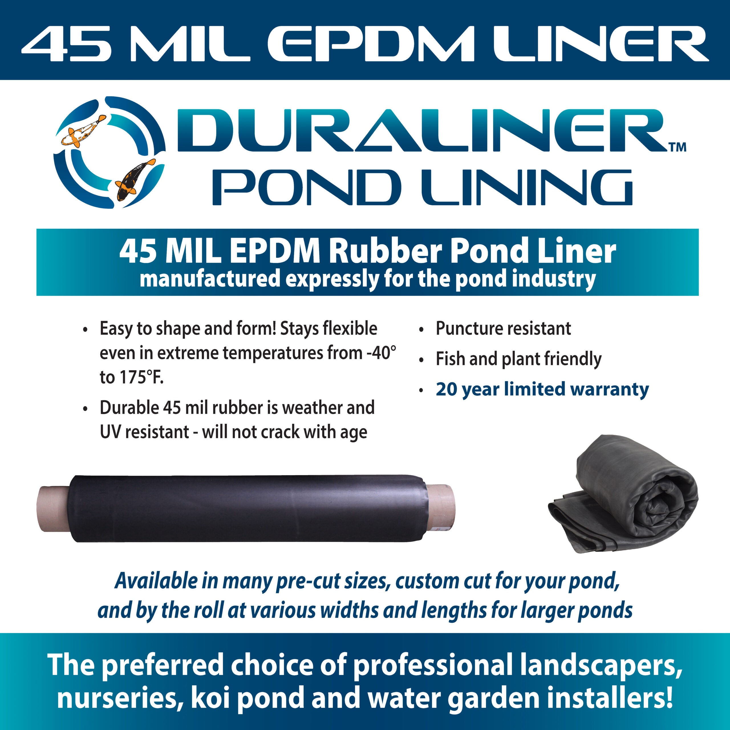 DuraLiner™ Roll – 45mil EPDM Rubber Pond Liner by EasyPro