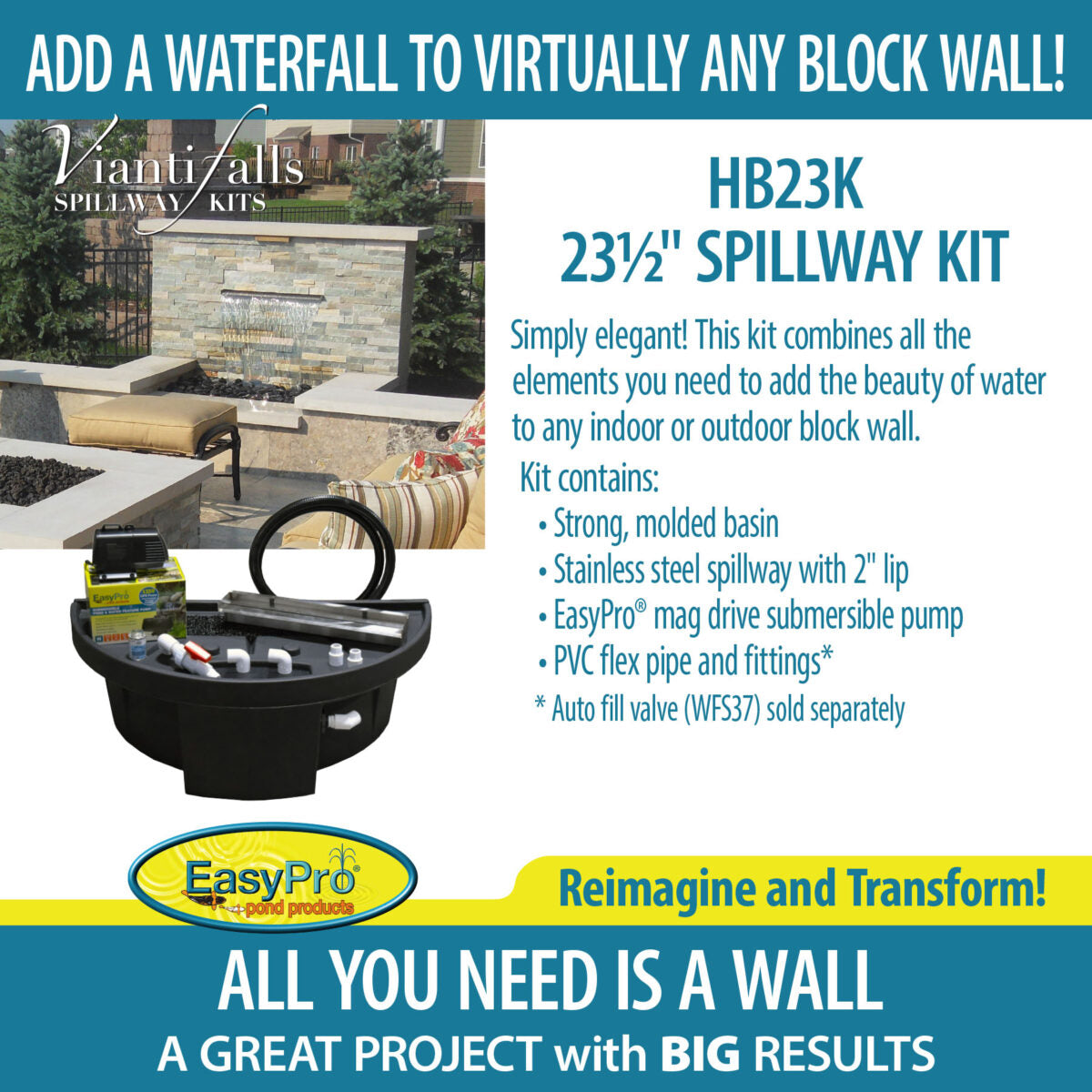 HB23K Vianti Falls™ 23.5″ Spillway Kit Without Light