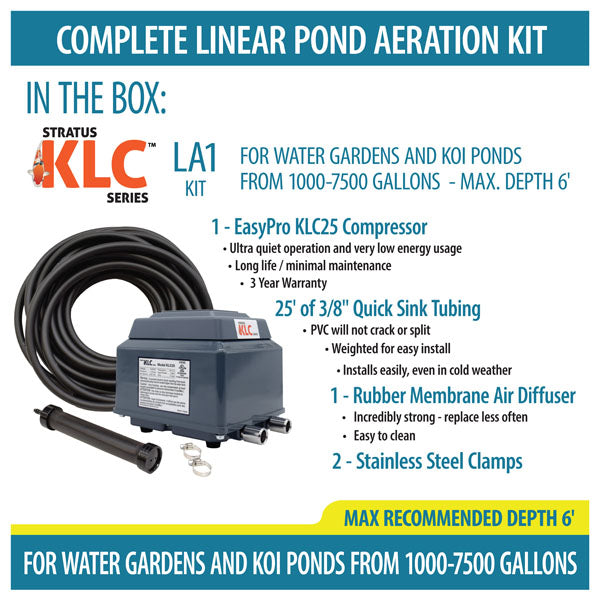 LA1 KLC Koi Pond Aeration Kit – 1000 to 7500 gallon ponds - By EasyPro