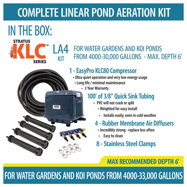 LA4 KLC Koi Pond Aeration Kit – 4000 to 30000 gallon ponds - By EasyPro