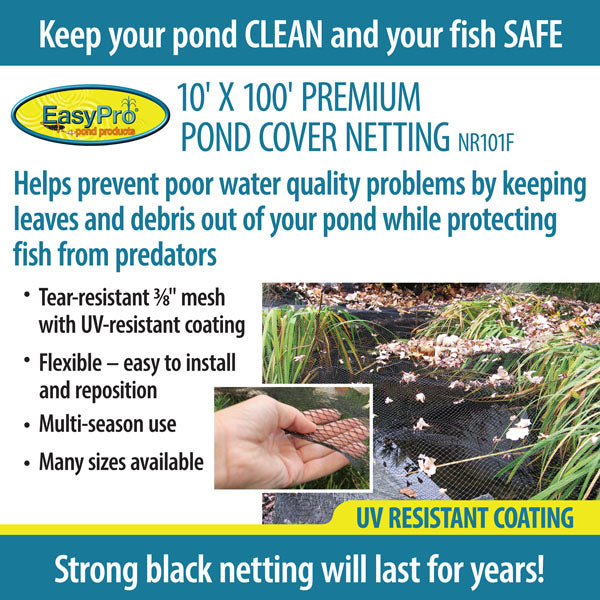 Prepackaged Premium Pond Cover Netting, Includes Stakes