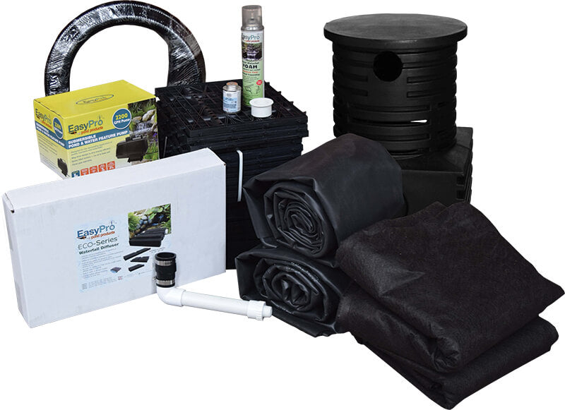 JAF8W Pro-Series™ Just-A-Falls™ Kit – 23″ Spillway (8′ Stream) With High Strength Res-Cubes & Waterfall Diffuser